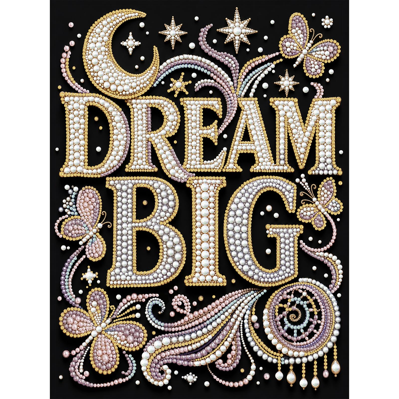 DIY Letters Pearl Damond Painting Art Kit with Frame, DIY Framed Pearl