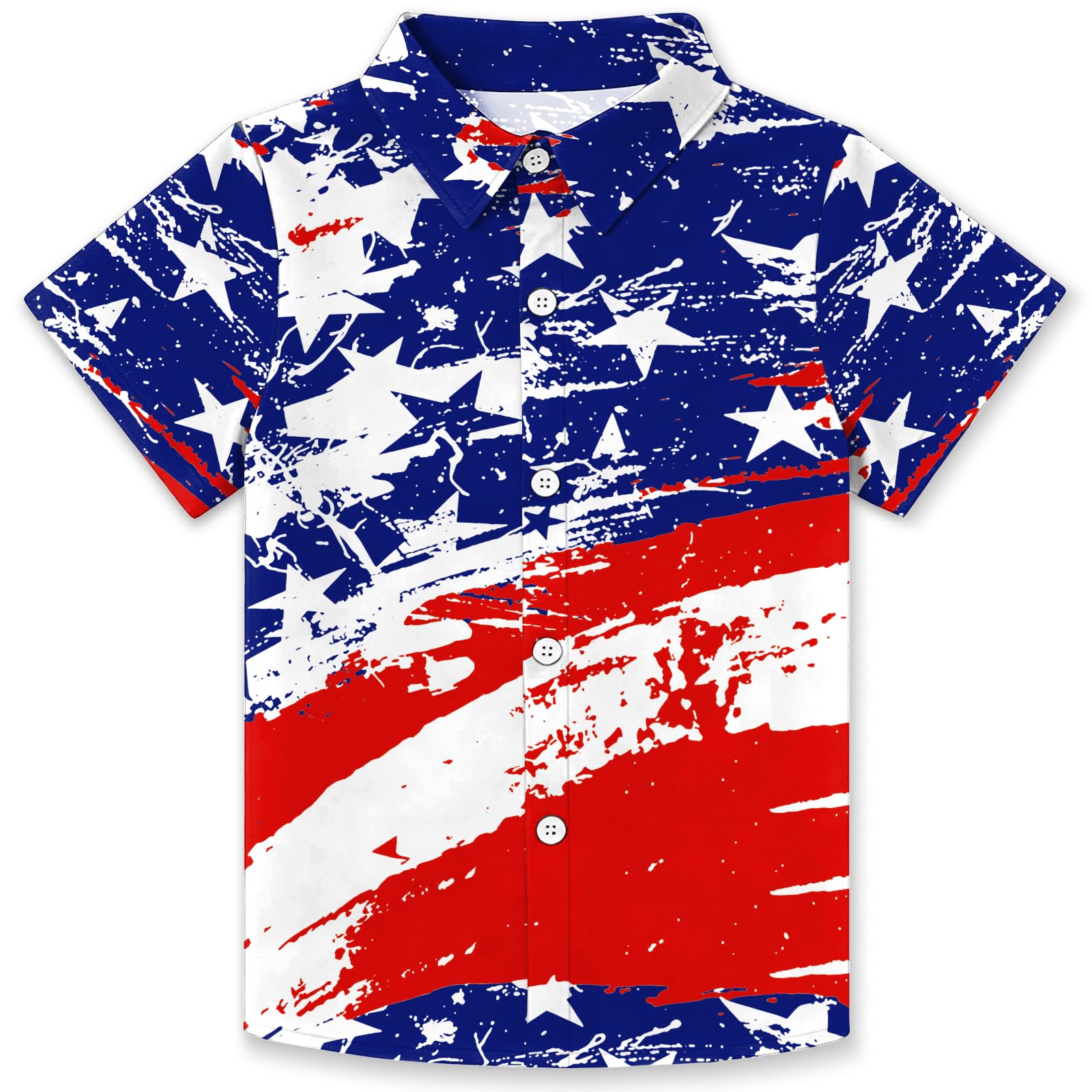 4th of July Shirts for Girls Boys American Patriotic Tshirt Kids Hawaiian Button Down Tops