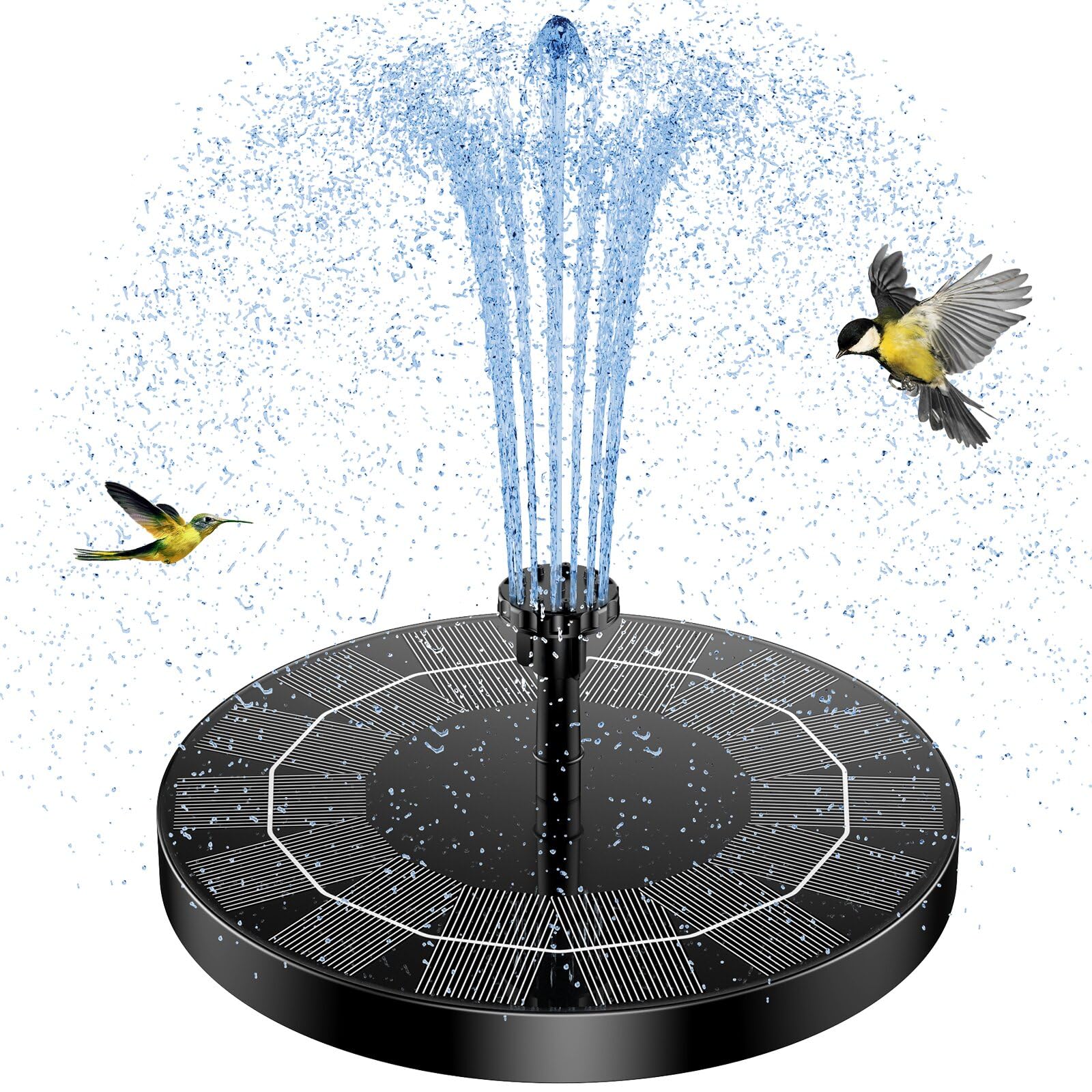 AISITIN Solarbrunnen für Draussen, 2,5W Solar Springbrunnen für Außen,Solar Teichpumpe Outdoor Wasserpumpe Solar Schwimmender Fontäne Pumpe mit 6 Fontänenstile für Garten, Vogel-Bad, Fisch-Behälter