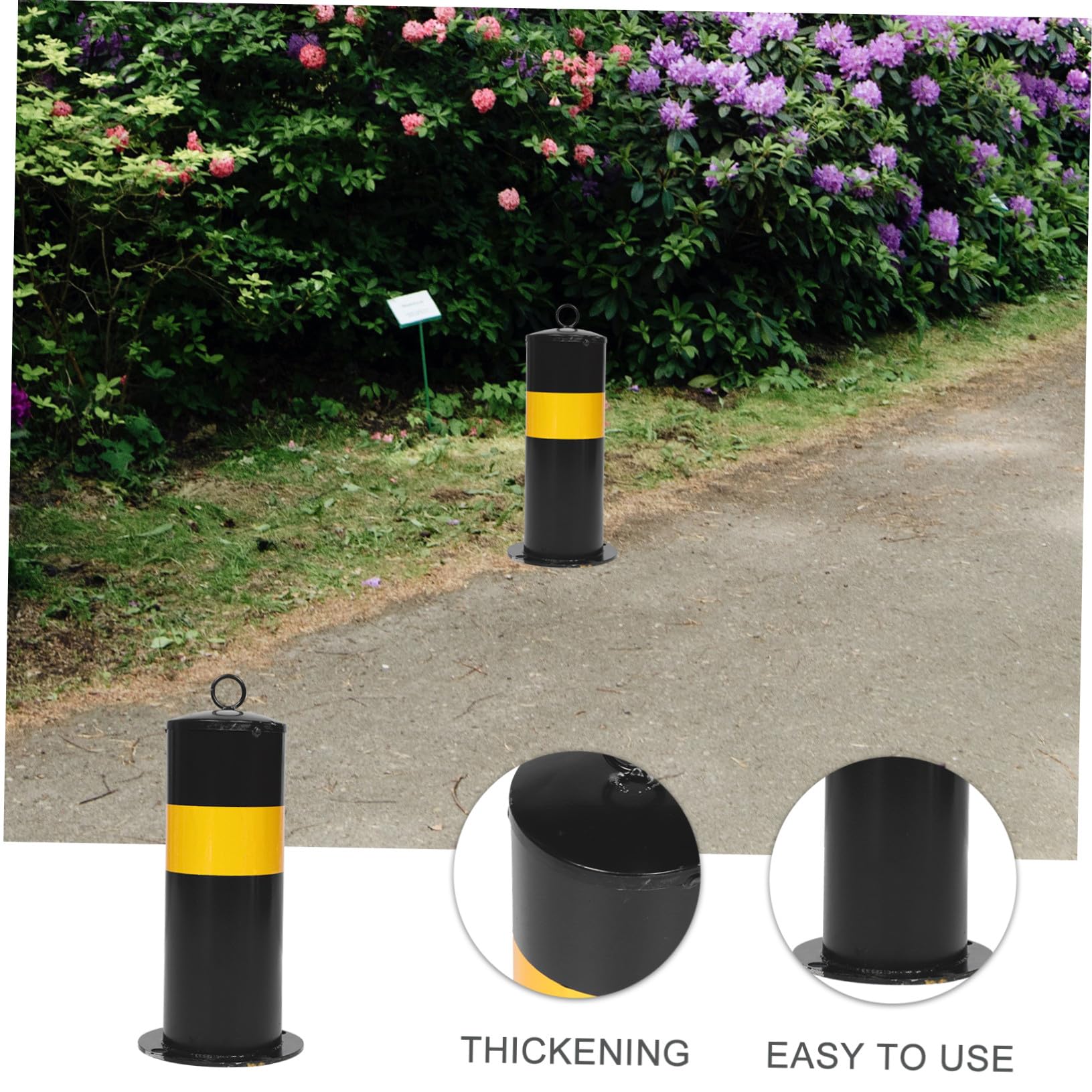 Poste de Acero Reforzado de 30 Cm, Barrera de Seguridad Vial Amarilla y Negra, Columna de Tráfico para Estacionamiento y Control de Acceso, Bolardo Protector Resistente
