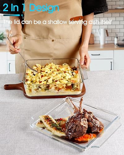 Miniatura 13 de NUTRIUPS 8x8 Baking Dish Square Casserole Baking Dishes with Glass Cover Glass Casserole Dish with Lid Baking Dish Glass Baking Pan for Baking