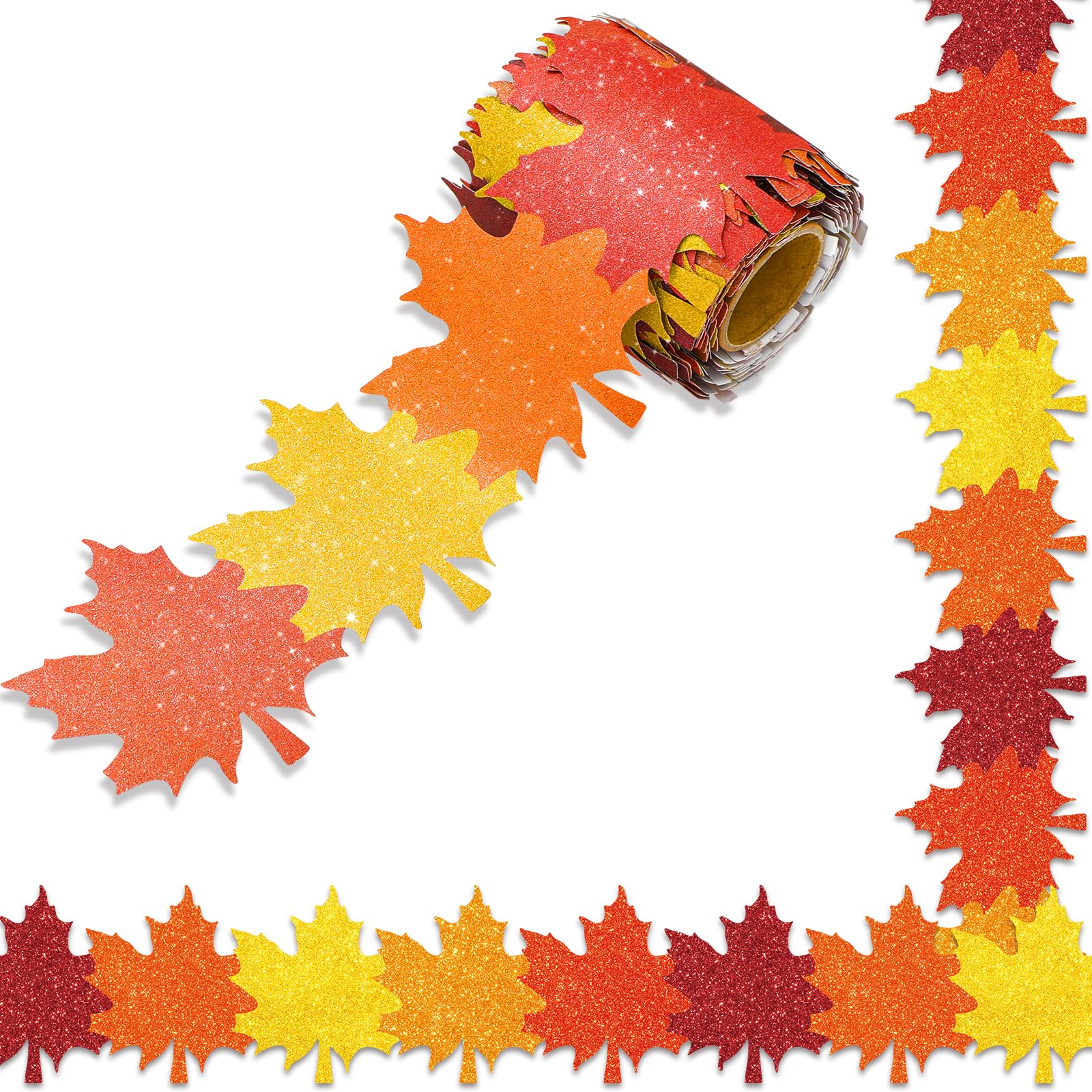 Rouleau de bordure à paillettes orange jaune rouge pour tableau d'automne