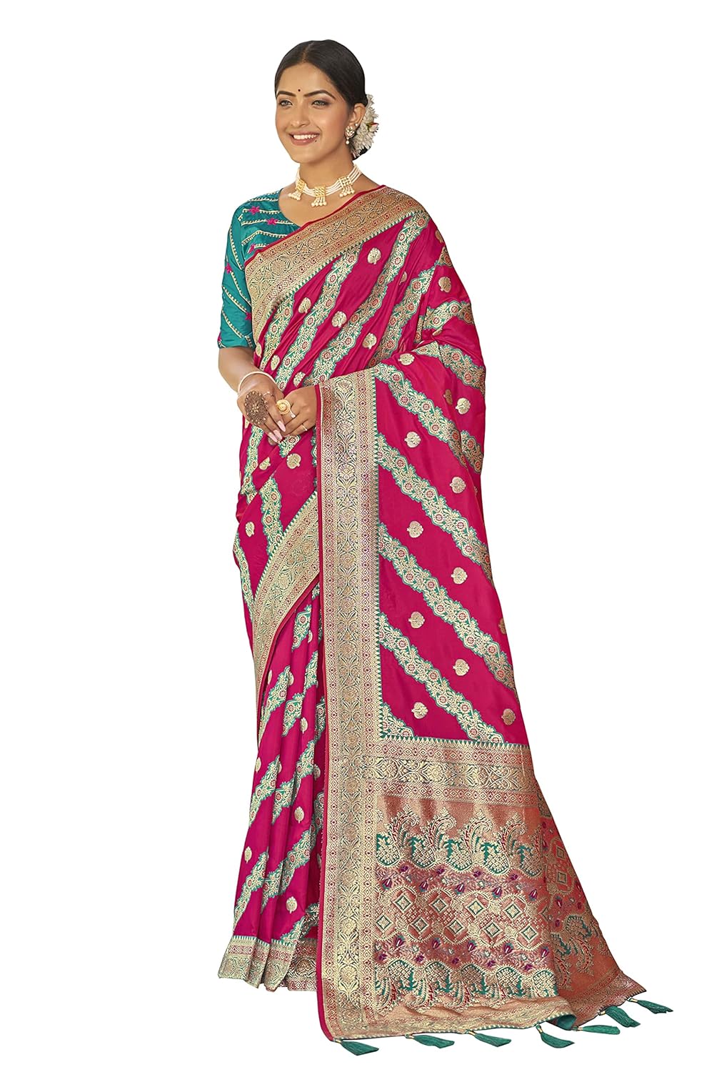 MANOHARI Most Trendy Jacquard Work Woven Saree with Unstitch Blouse Piece - Image 8