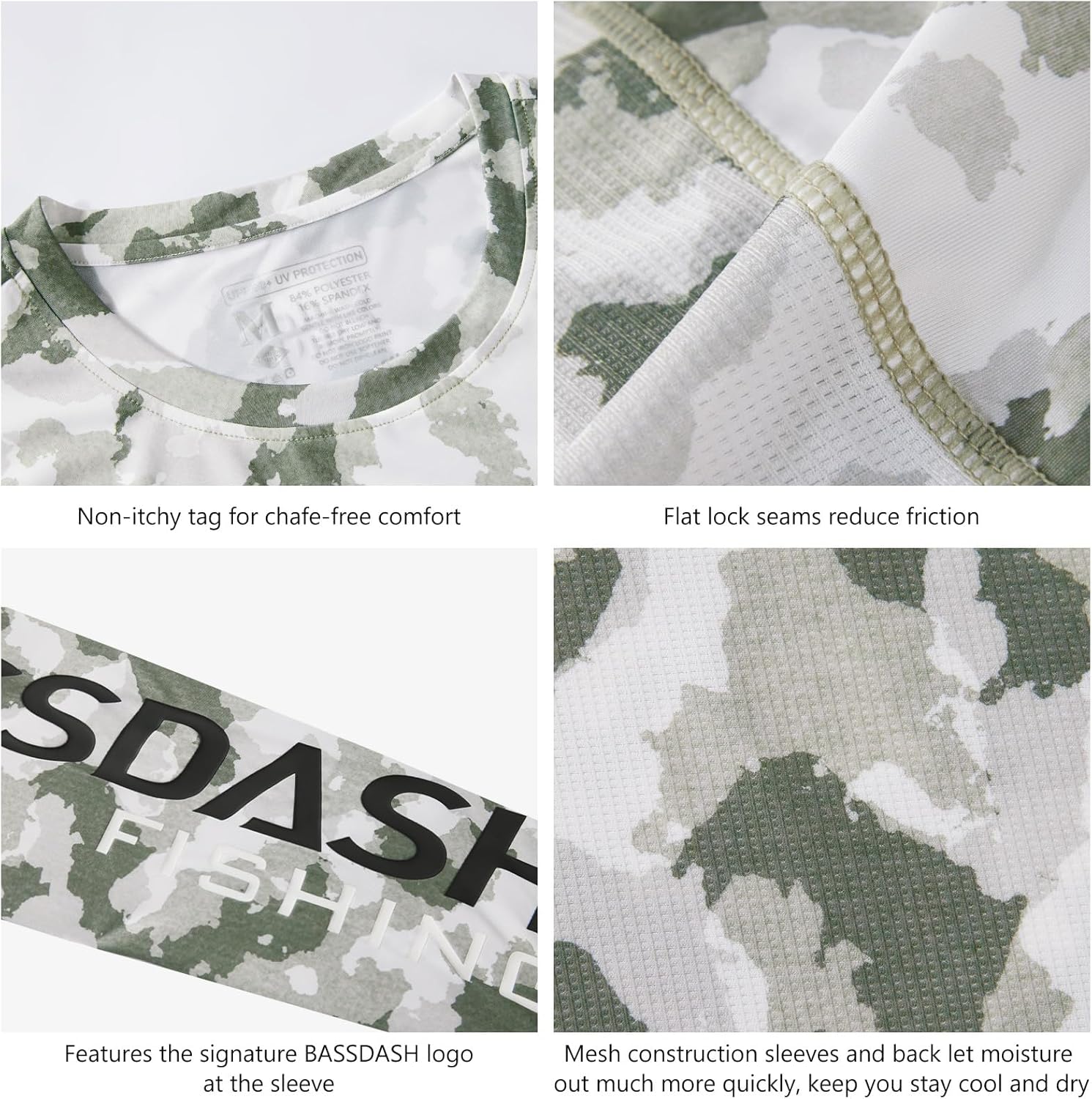 BASSDASH Men’s Camo Fishing Shirts UPF 50+ Long Sleeve Quick Dry Lightweight T-Shirts for Outdoor Hiking Kayaking FS37M - Image 4