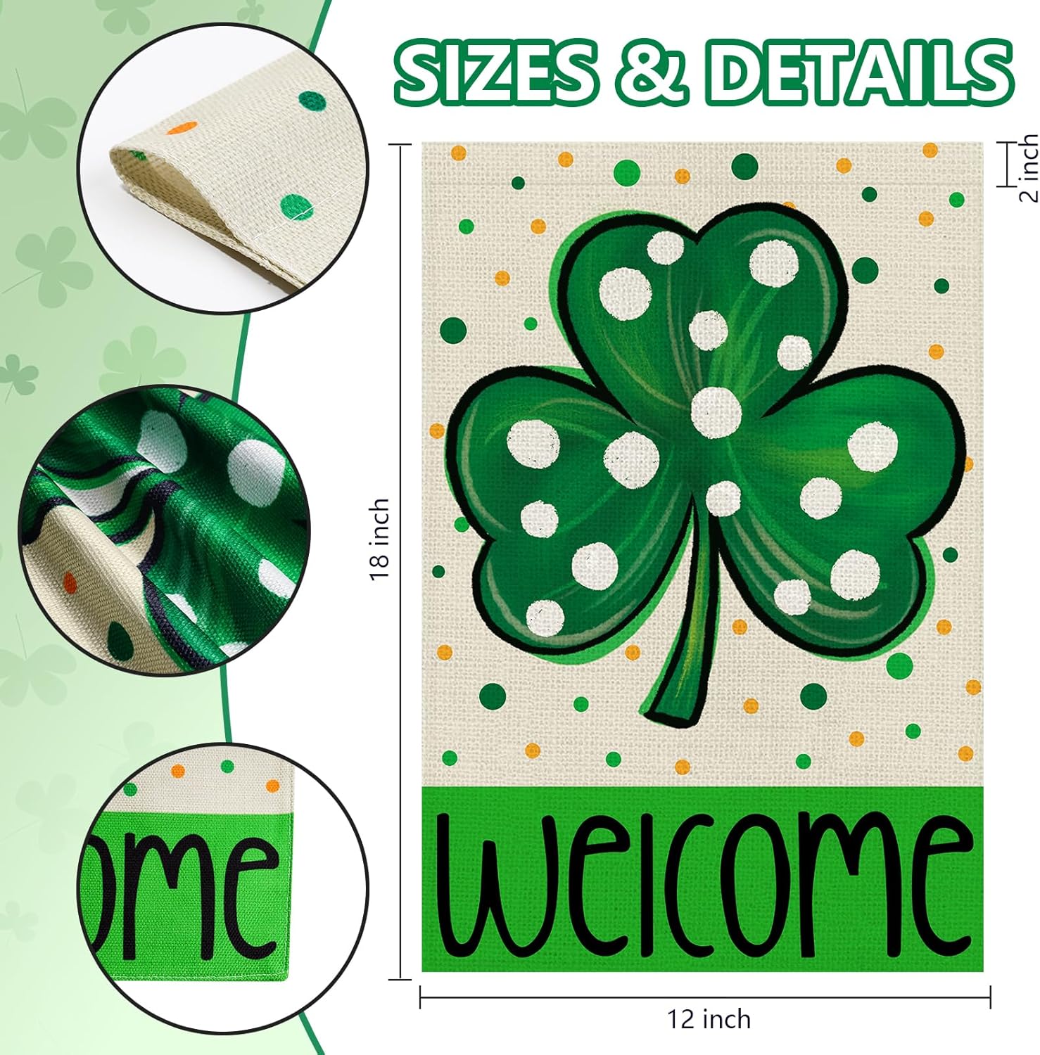 St Patrick's Day Garden Flag 12x18 Inch, Shamrock Double Sided Yard Flag for Outdoor Decoration - Image 6