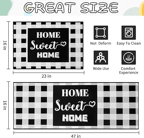 Miniatura 2 de Alfombras de cocina, 2 tapetes de cocina para piso, suaves y cómodos, acolchados, lavables, antideslizantes, para cocina del hogar, suelo,