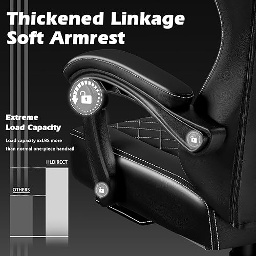 Miniatura 6 de PUKAMI Silla de juegos con reposapiés, silla ergonómica para jugadores para adultos, silla reclinable de juego de computadora estilo carreras
