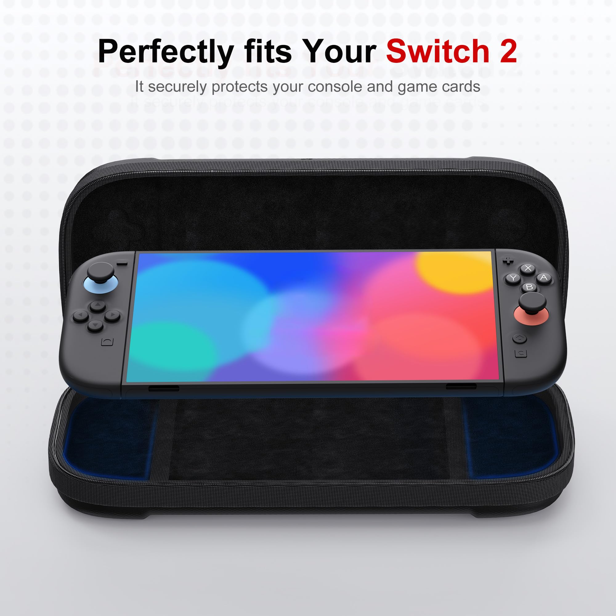 Twardy futerał do przenoszenia Nintendo Switch 2, etui podróżne z 12 wkładami do gier, etui ochronne na konsolę Switch 2 i akcesoria do gier, kolor czarny