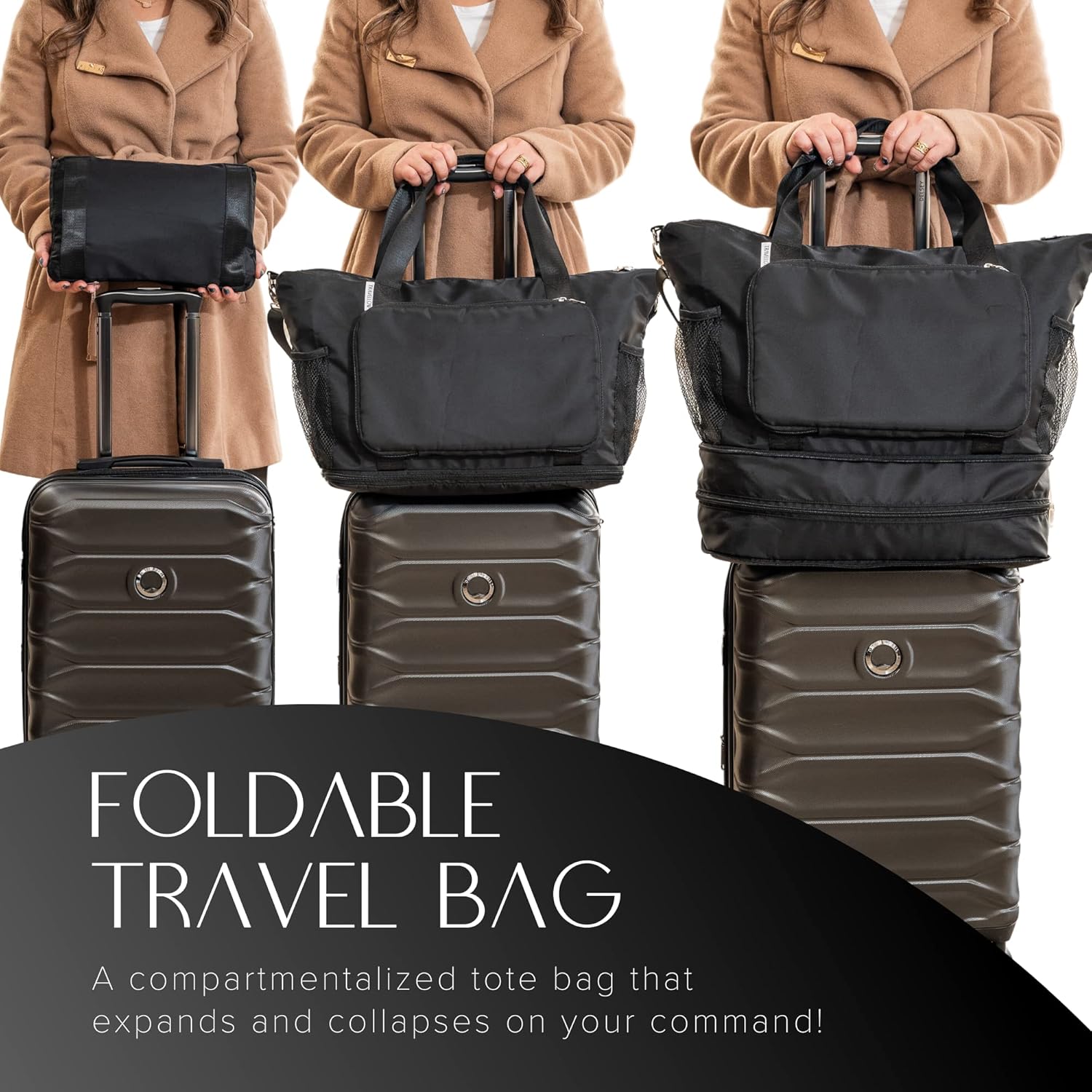 Memory Foam Neck Pillow & Blanket Set, Travel Kit with Sleep Mask, Earplugs, Large Duffle Bag, Portable Airplane Travel Essentials, Black/Blue