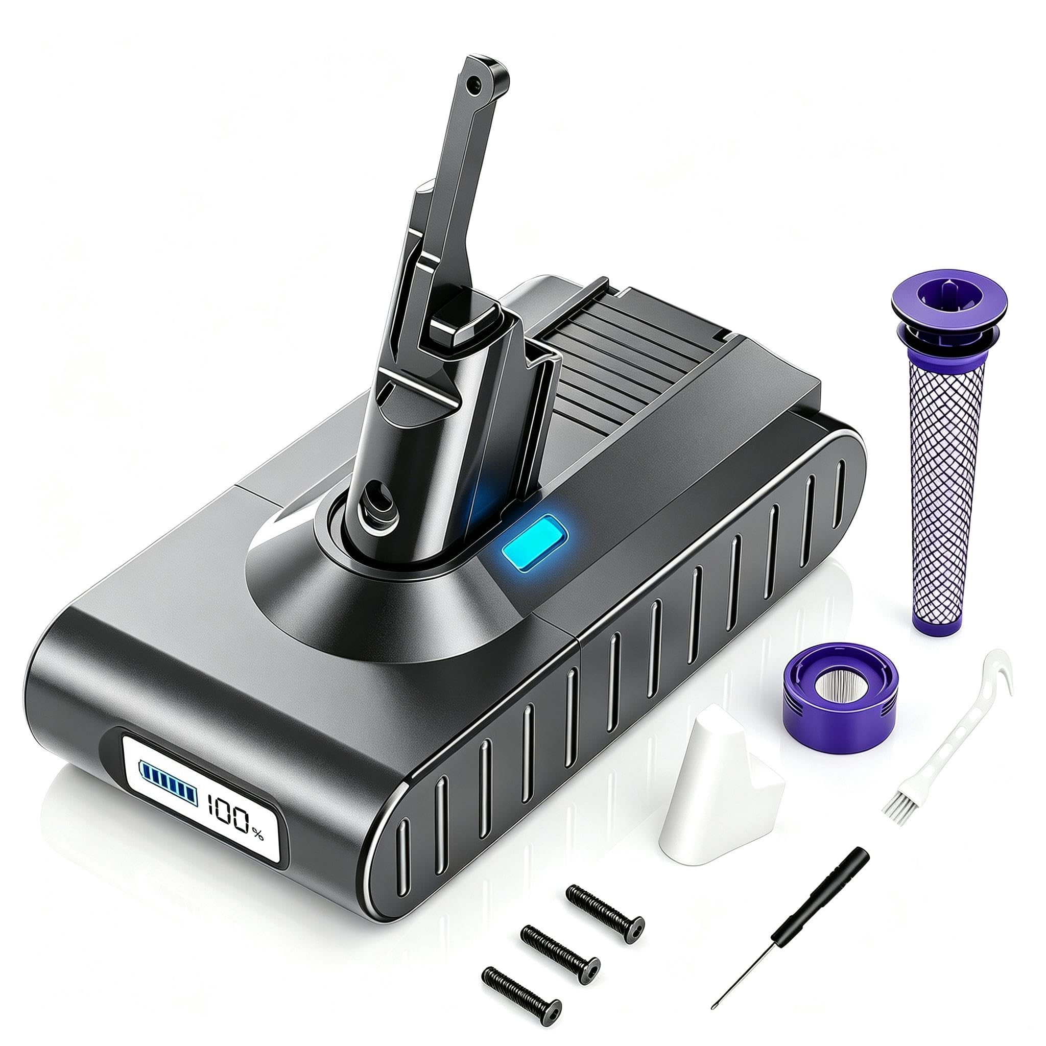 8000mAh Upgraded Replacement for Dyson V8 Battery (8-Piece Kit)