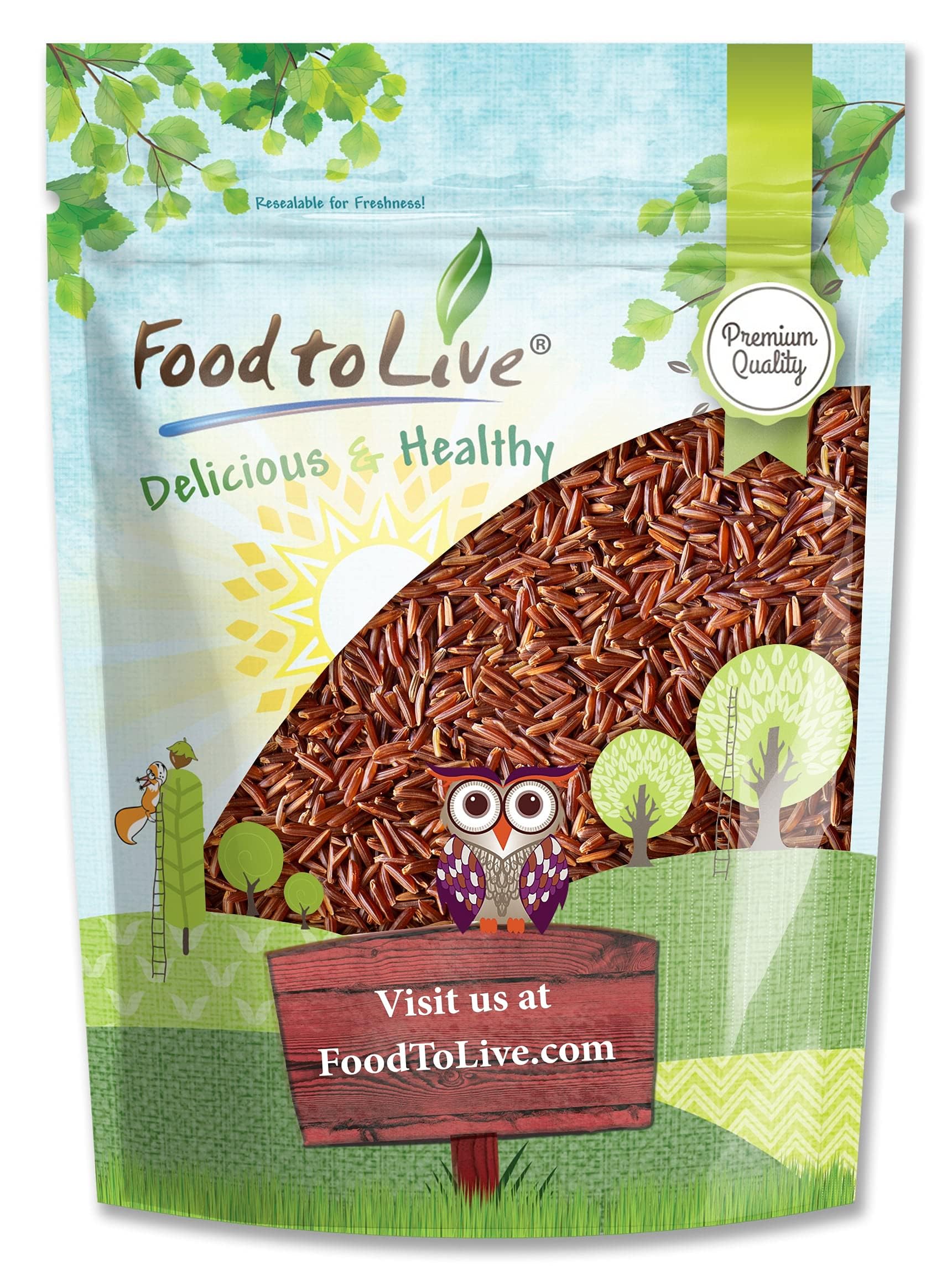 Food to Live Red Rice, 5 Pounds – Whole Long-Grain Rice, Nutty Flavor, Soft Texture, Non-Sticky, Vegan. Good Source of Protein and Antioxidants. Perfect for Pilafs, Salads, Stir-Fries and Rice Bowls