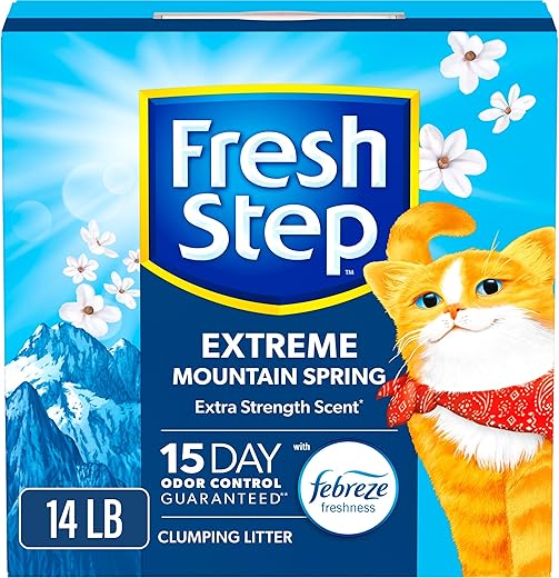 Fresh Step Clumping Cat Litter with Febreze, 14 lbs, Extreme Mountain Spring Scent