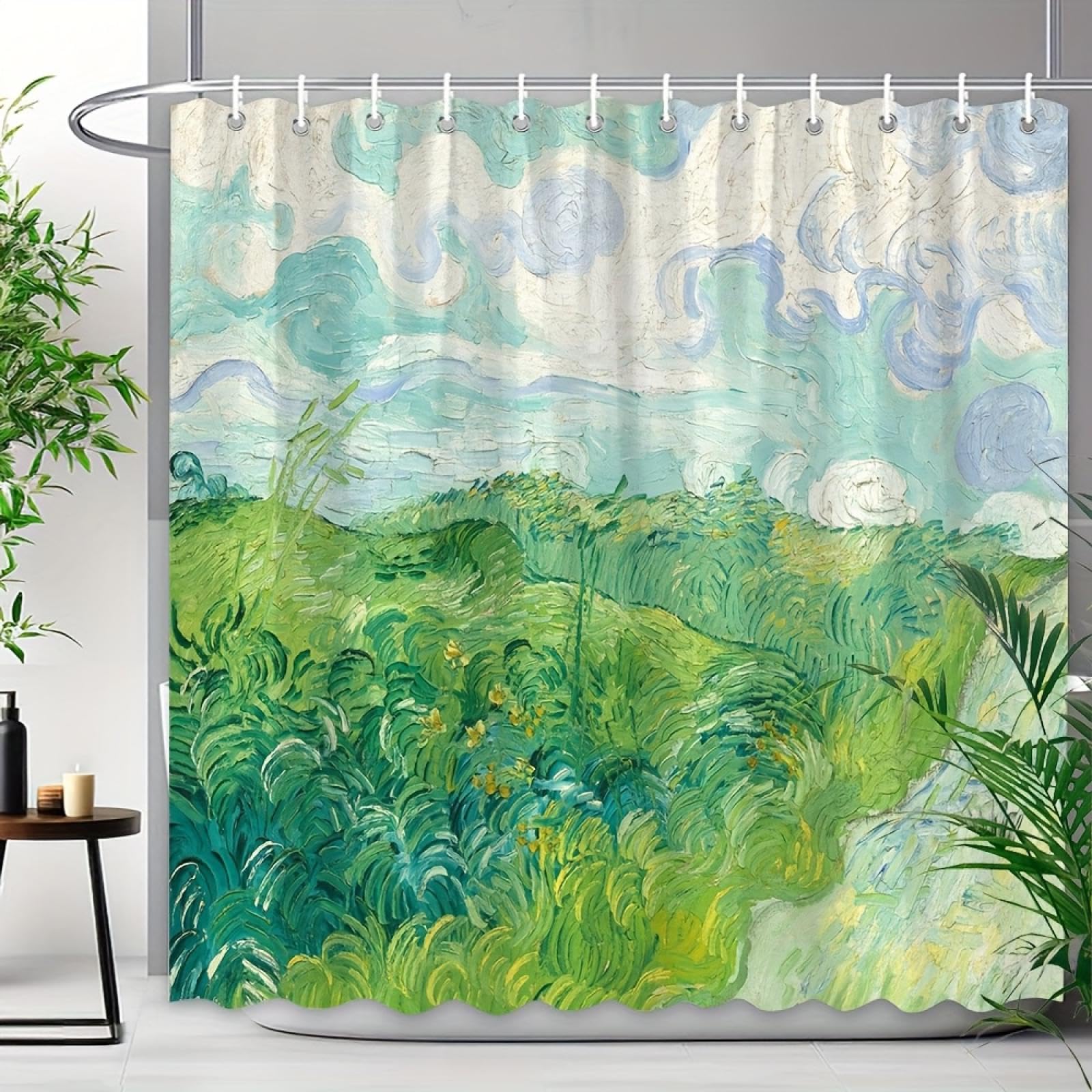 Rideau de douche anti-éclaboussures lavable 70x140cm polyester vert