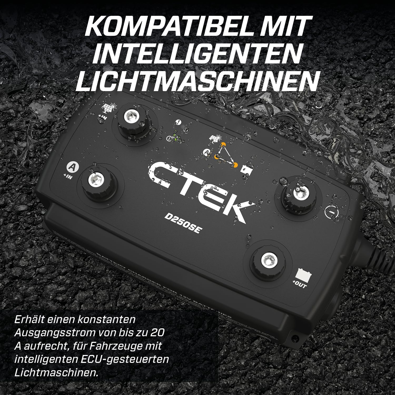 CTEK D250SE, 20A, Batterieladegerät 12V Für Starter- Und Servicebatterien In Wohnmobil, LKW Und 4x4, Solar Autobatterie und Lithium Ionen Ladegerät, Kompatibel Mit Intelligenter Lichtmaschine