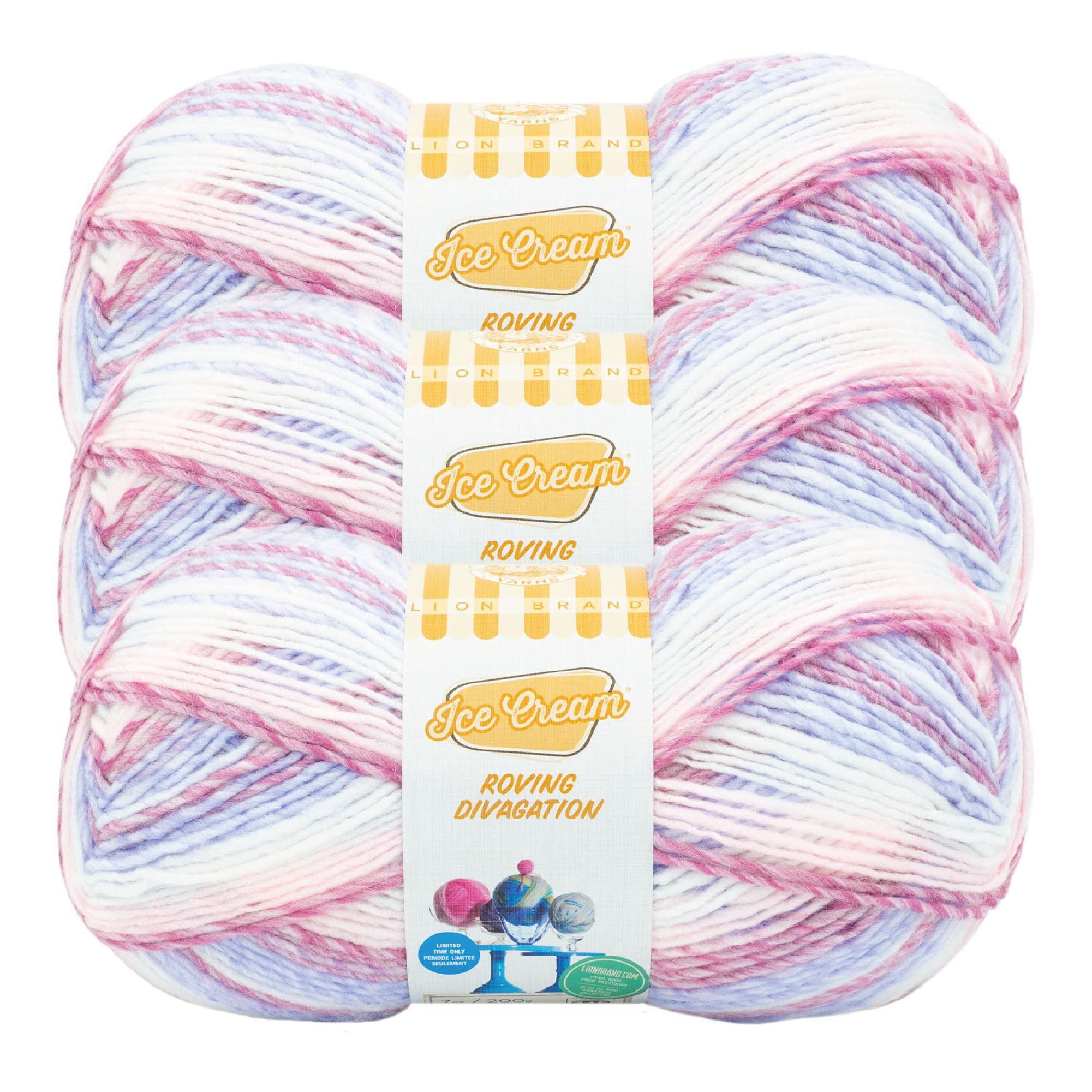 Paquete de 3 hilados de hilo de rayas para helados, Shirley Temple