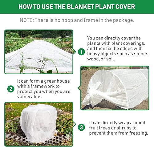 Miniatura 5 de YNERHAI 10 ft x 50 ft Plant Covers Freeze Protection, Garden Frost Cloth Plant Covers for Winter Protection, Floating Row Cover Frost Blankets for