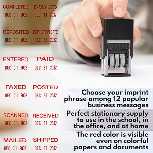 Miniatura 5 de Sello de goma autoentintado, frase con fecha, suministros de oficina recargables (fecha de caducidad)