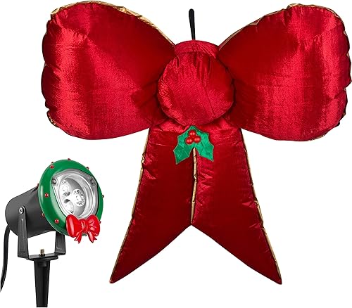 Gemmy Arco de terciopelo colgante inflable Airblown de Navidad mezclado, rojo/dorado con foco externo