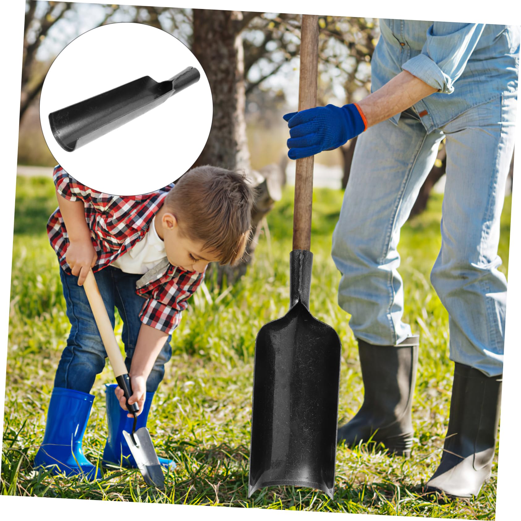 Pala da Giardino in Acciaio al Manganese Resistente All'usura, Strumento Multiuso per Trapianto e Scavo, Attrezzo Nero per Lavori Agricoli