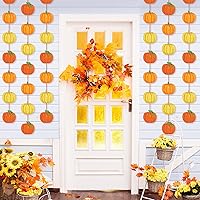 Vista 5 de Ceenna 8 Pcs Fall Decorations Pumpkins Hanging Decorations Autumn Paper Garland Banner Pumpkin Cutouts Thanksgiving Ceiling Streamers for Home Wall