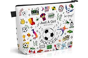 Soccer Makeup Bag for Teens Girls, Sporty Cosmetic Bag for Team Players