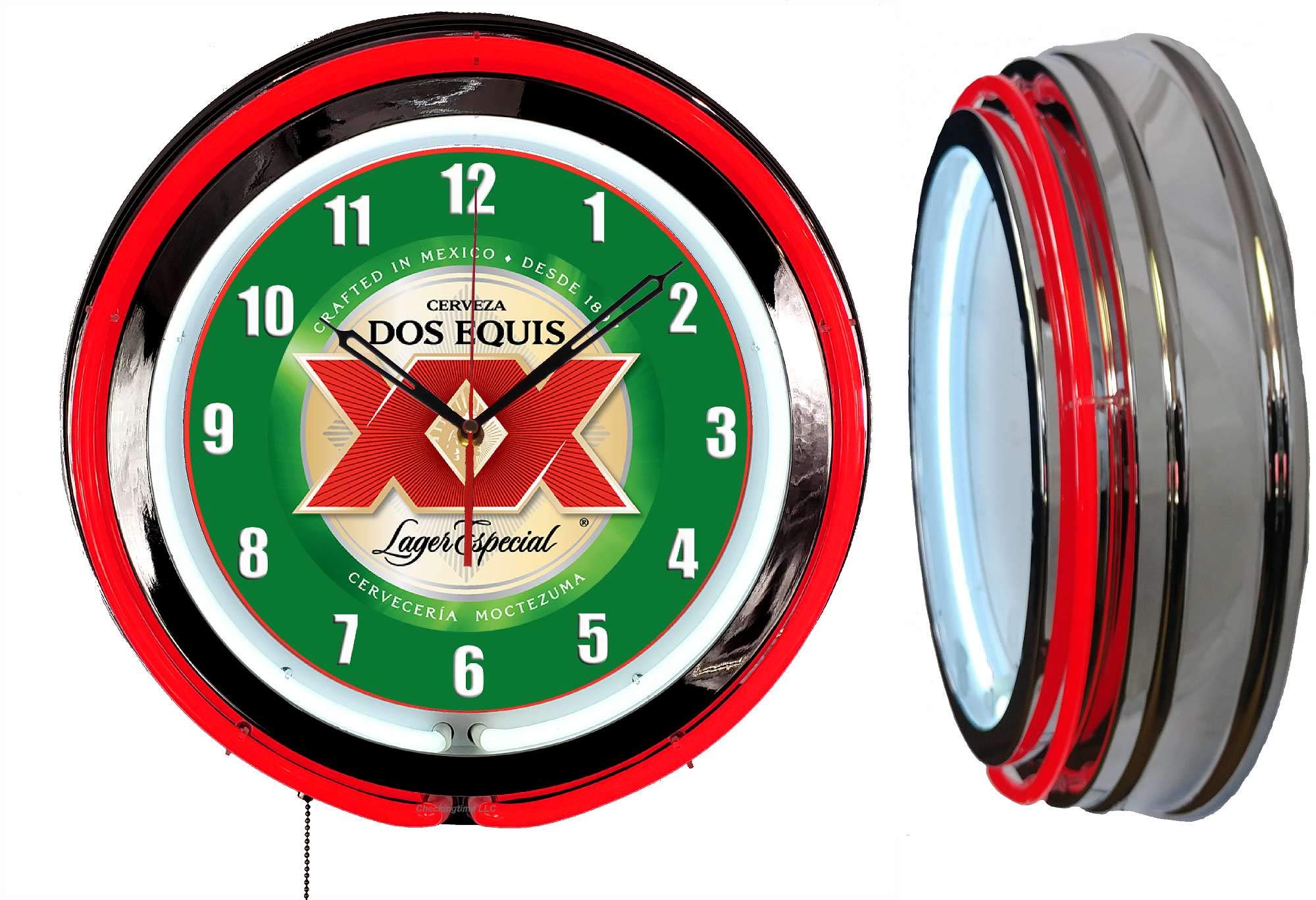 Buy Checkingtime LLC 19" DOS Equis XX Lager Sign Neon Clock, RED
