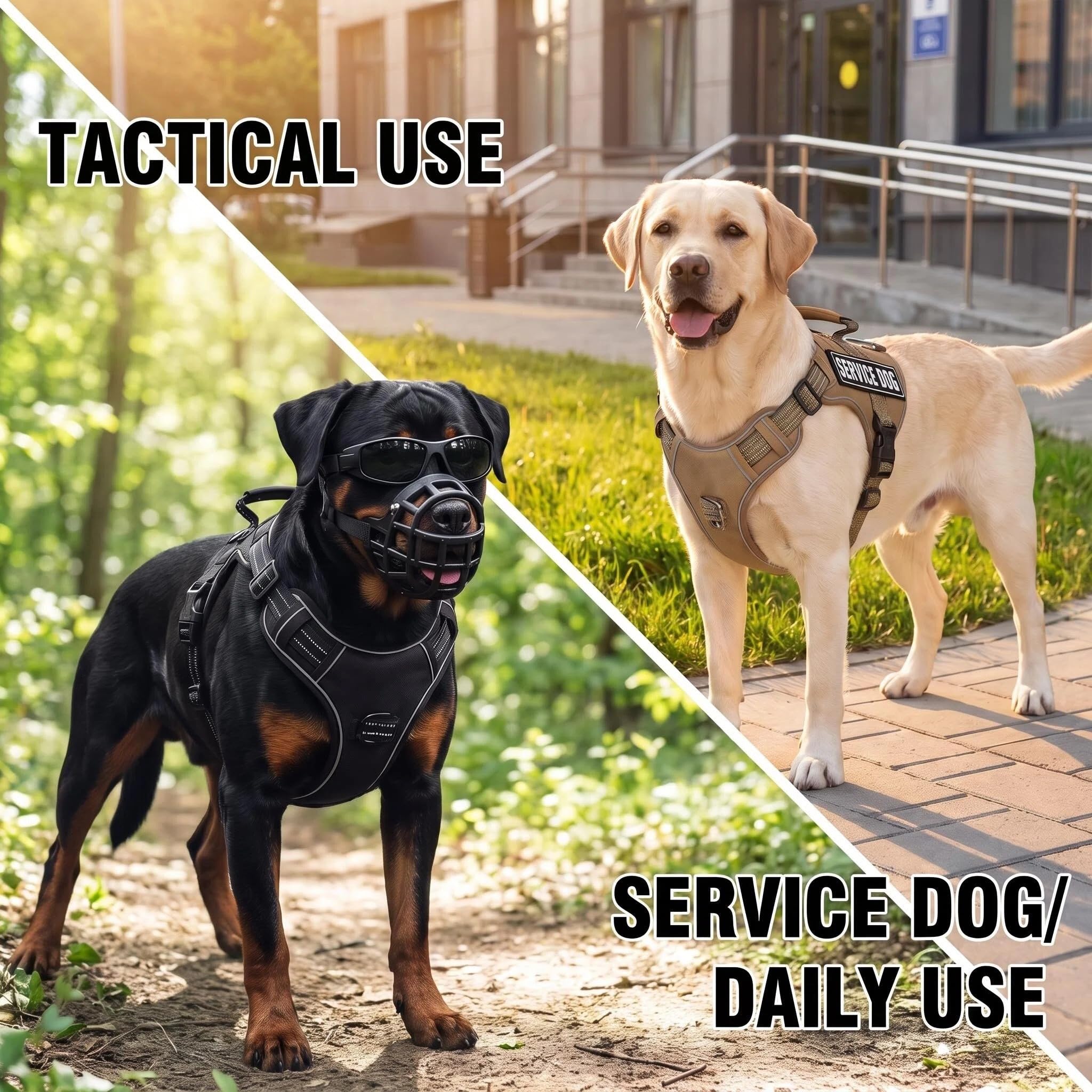 Service Dog - Juego de arnés táctico y correa para perros de gran tamaño, soporte emocional para perros, arnés táctico de entrenamiento con nombre (negro, S)