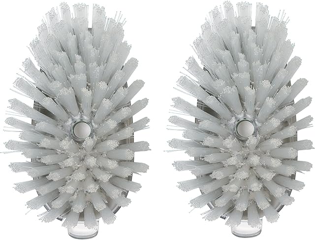DevaCurl OXO Steel Soap Dispensing Dish Brush Refills, 2-Pack, 18/8 Stainless Steel, White, 2 Count (Pack of 1)