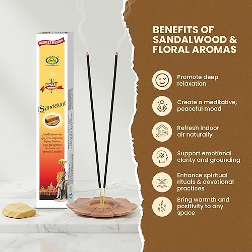 Miniatura 3 de Cycle Sandalum Varillas de incienso – Varillas de incienso floral y sándalo para meditación, oración y ambiente en el hogar – 20 agarbathi/paquete,