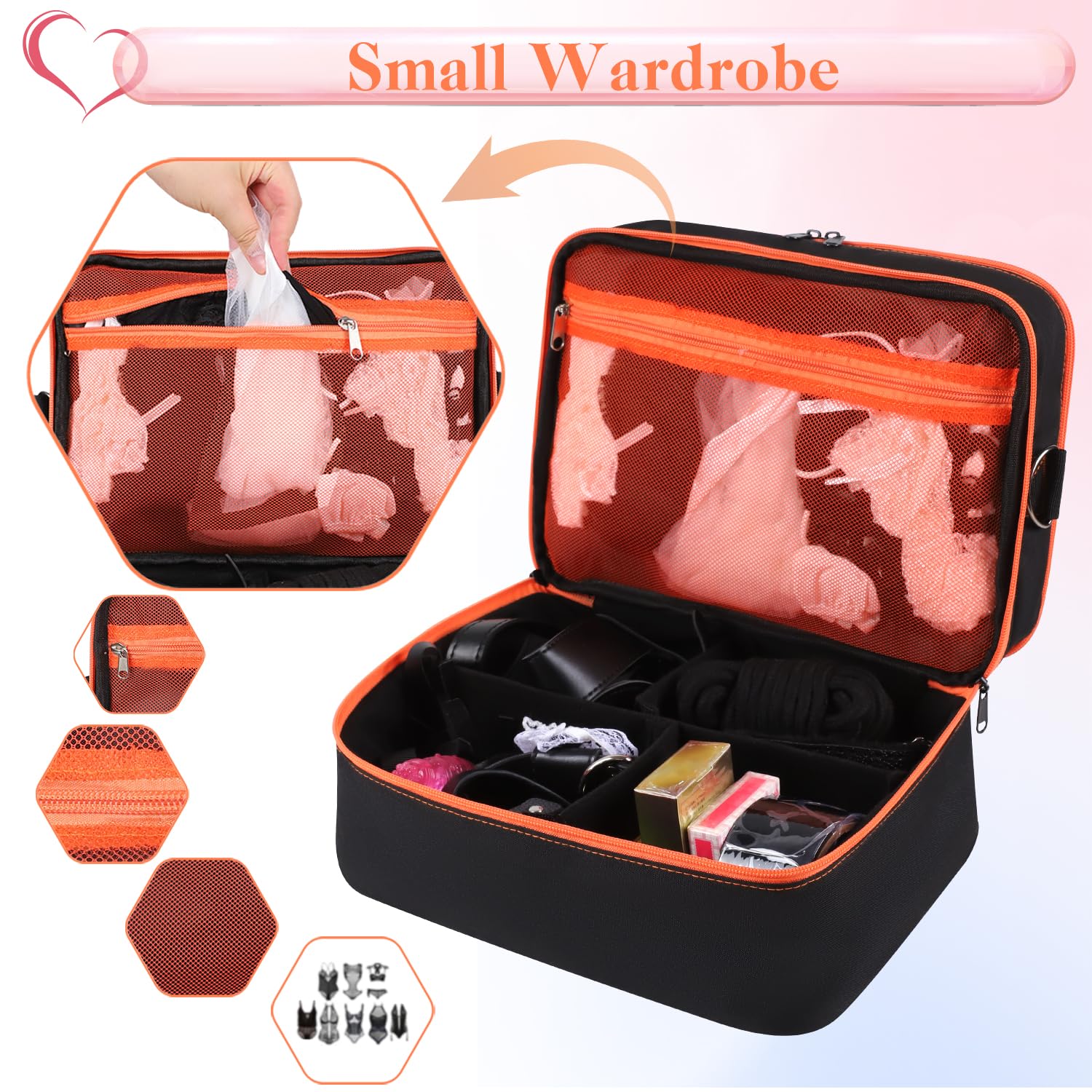 Yumt Lock Toy Storage Bags Travel Bag Receive Bag Multi Purpose Ditty Bags Toy Storage Box for Personal Item Toys Organizer Box (orange)