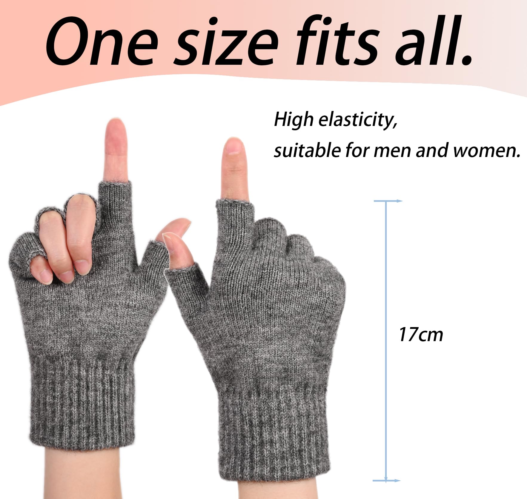 BEIRCOIN Inverno Guanti Mezze Dita Lavorati a Maglia Guanti Senza Dita Caldi Elastici per Uomo e Donna Guanti in maglia da ufficio