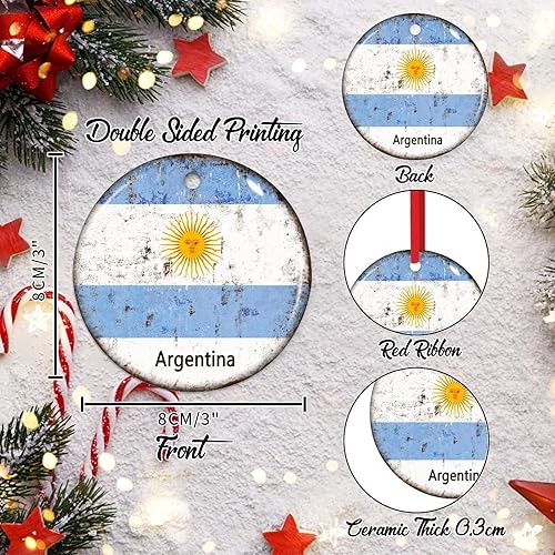 Miniatura 2 de WoGuangis Adorno de Navidad  Adorno de Argentina  Recuerdo de Navidad Decoración de cerámica Bandera de Argentina Adorno de Navidad Recuerdo de