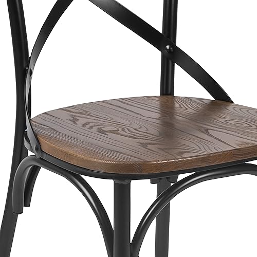 Miniatura 6 de Taylor & Logan Lara - Silla de comedor con respaldo cruzado raspado a mano, juego de 1, color negro y madera de fruta