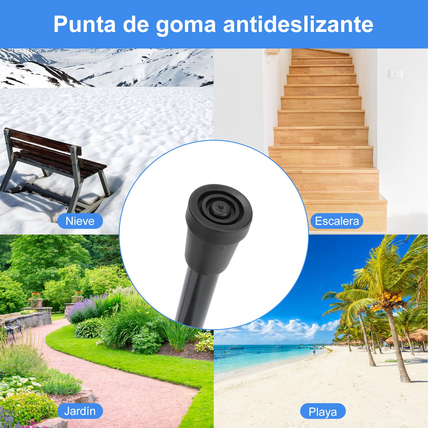 supregear Bastone Pieghevole, Regolabile per Anziani e Adulti, Ausilio per la Mobilità Uomo Donna, Portatile da Viaggio con Cinturino da Polso e Manico a T - 5