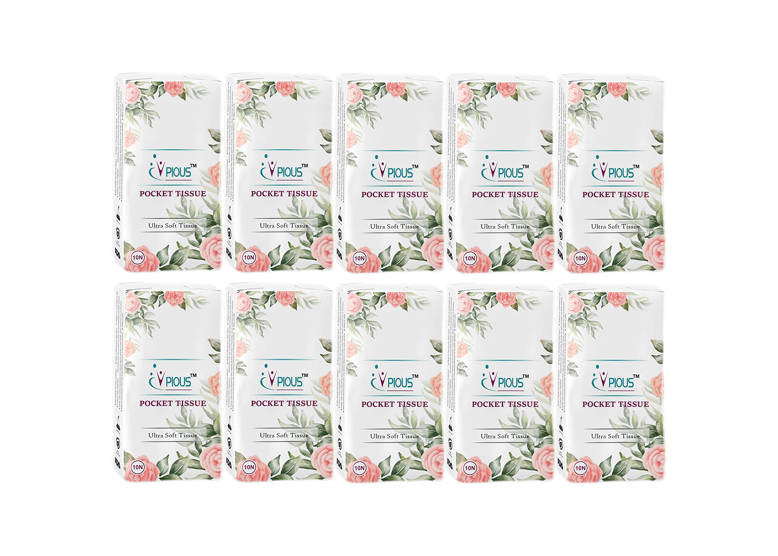 PIOUS 2 Ply Highly Absorbent Soft Hanky Facial Travel Pocket Tissue Papers Use & throw tissue (size-20x20cm) (10 Pulls Per Packet,100 Sheets)-image-7