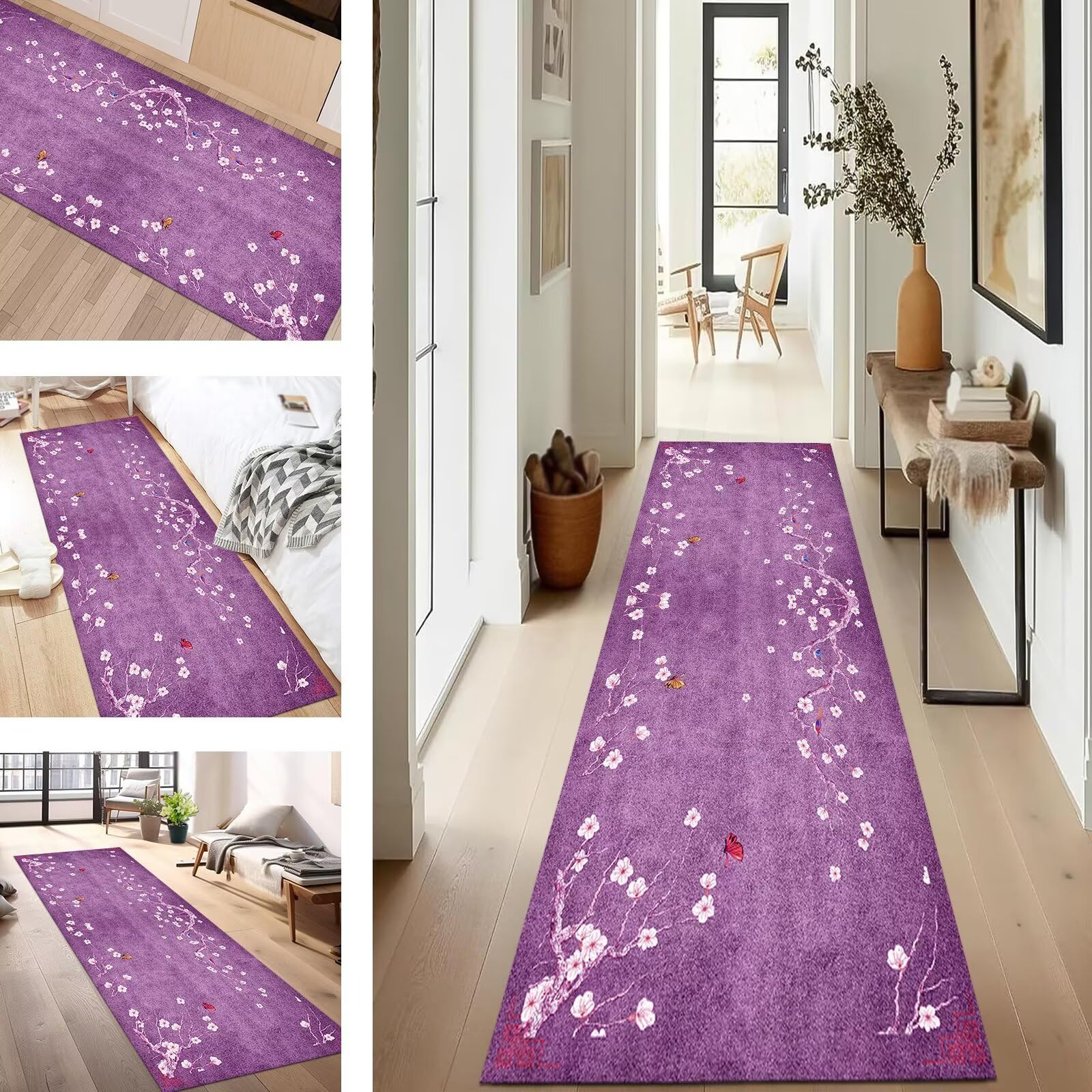 SUCERU Tapijtloper Vloerkleed Antislip Keukentapijt Wasbare Modern Tapijtenlopers 40X500CM Deurmatten Lopers Polyester Bruin Wit Tapijtmatten Ingang Slaapkamer Woonkamer Wasruimte keukenvloermat