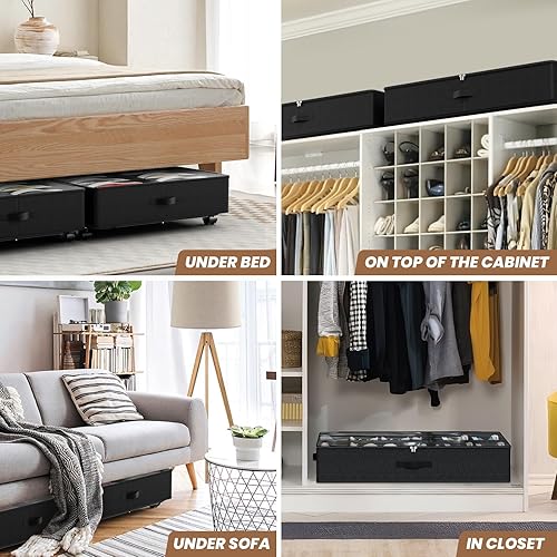 Miniatura 7 de PHINOX Organizador de almacenamiento de zapatos para debajo de la cama con ruedas, organizador de zapatos resistente debajo de la cama, se adapta a