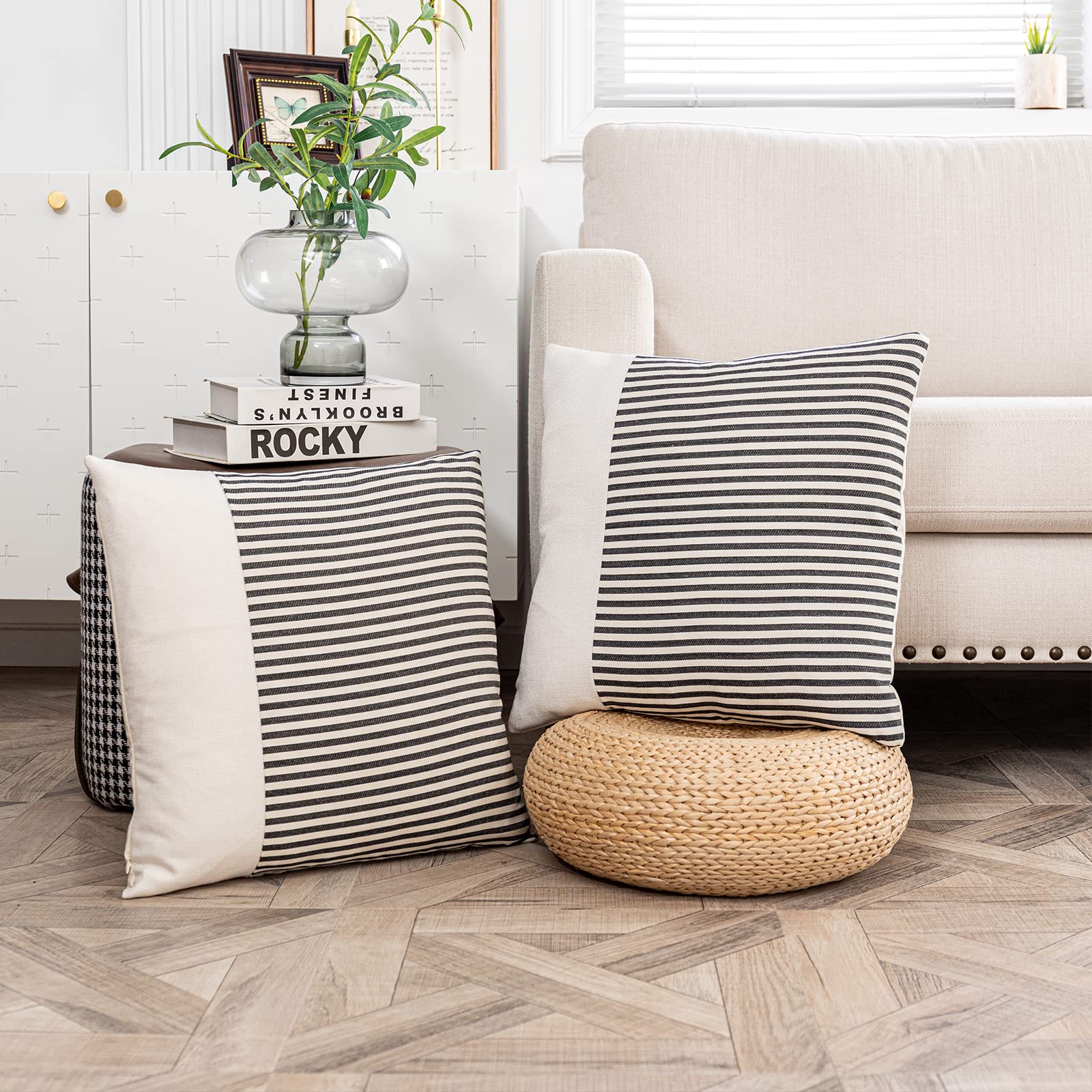 Cojín A Rayas 100 % Lana Material Decoración Del Hog Almohadas