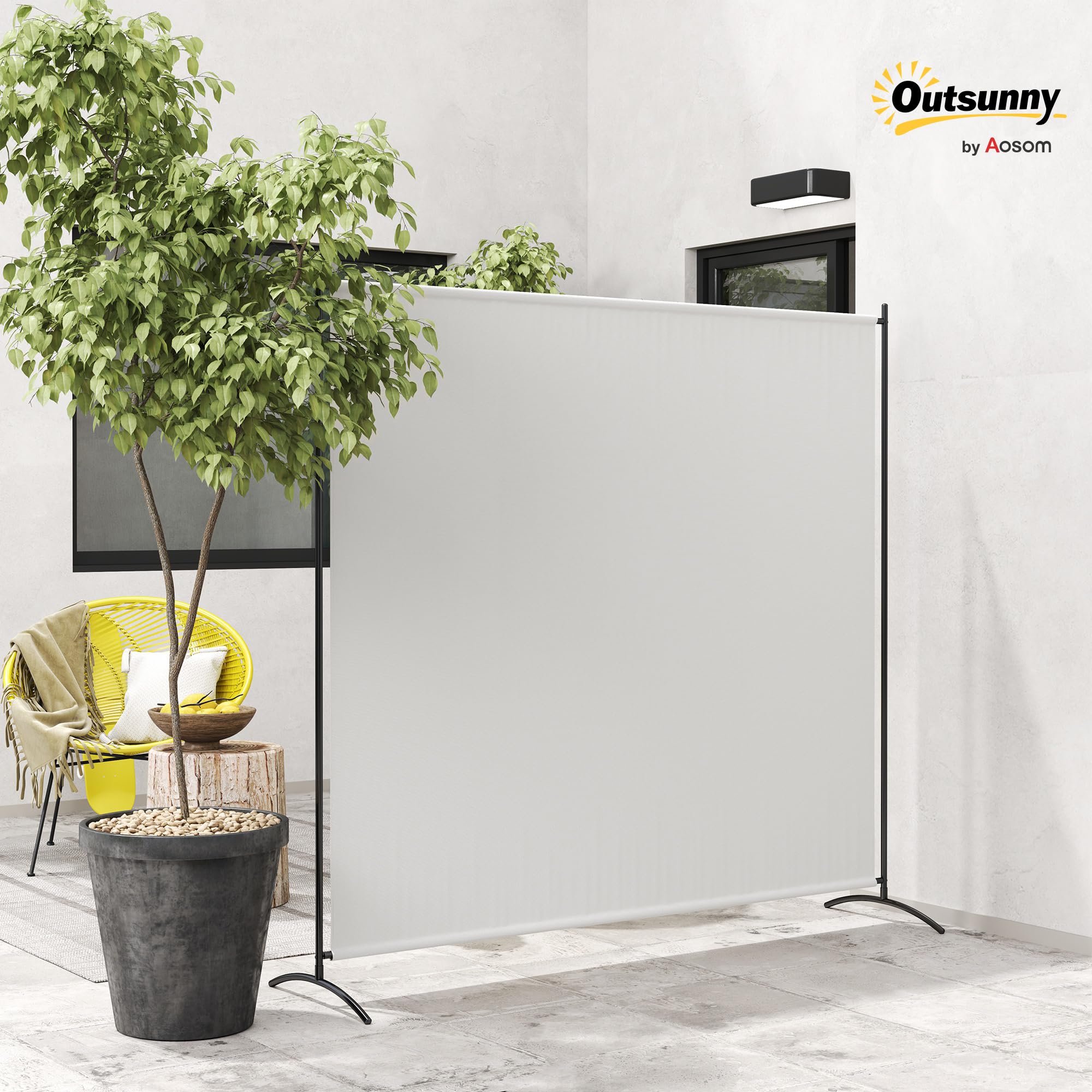 Outsunny Paravent Extérieur à Panneau Unique UV30+ 180H cm Beige | Séparateur de Pièce, Panneau Brise-Vue, Base Stable, pour Intérieur et Extérieur