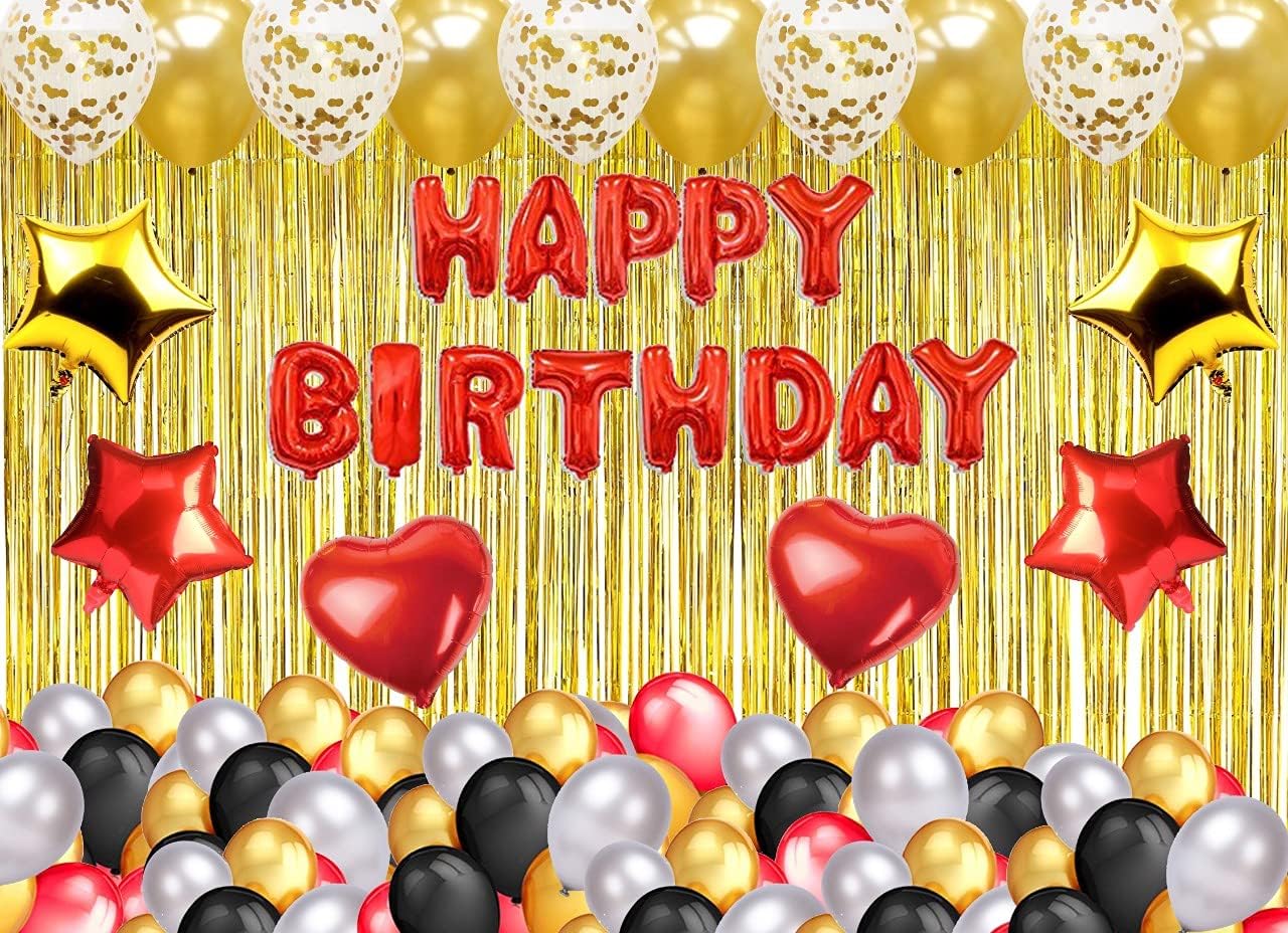 Theme My Party Happy Birthday Foil Decoration Combo, Pack Of 36, Red