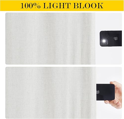 Miniatura 5 de NICETOWN Cortinas de puerta con luz lateral de 72 pulgadas de largo para ventanas laterales, lino que protege la privacidad, 100% opacas, paneles de