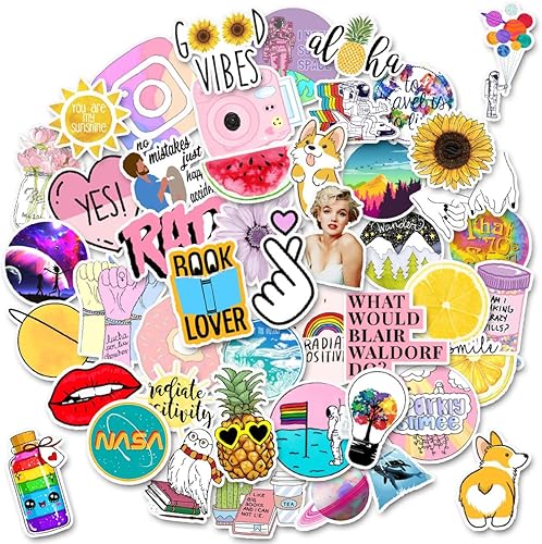 100 calcomanías divertidas y lindas para adolescentes, niñas, adultos, adecuadas para botellas de agua, laptop, teléfono, vinilo Hydro Flask