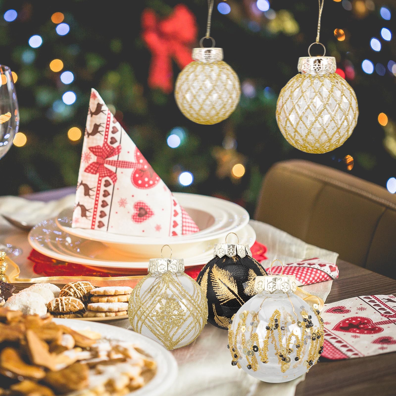 GALPADA 25 Stück Schwarzes Weihnachtskugel aus Kunststoff Bruchsichere Hängende Dekoration für Weihnachtsbaum im Hof Festliche Christbaumkugeln für Weihnachten