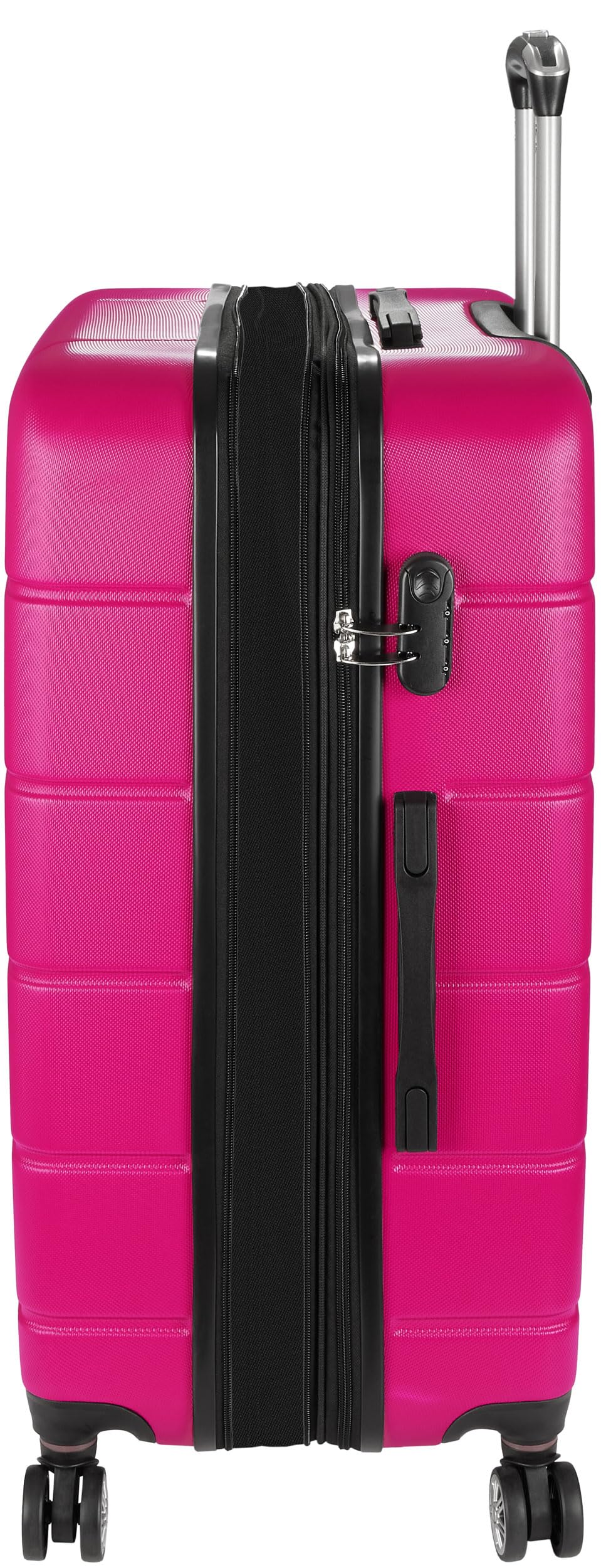 BRUBAKER Reisekoffer Miami - Erweiterbarer Hartschalen Rollkoffer mit Zahlenschloss, 4 Rollen und Komfort Tragegriffen - ABS Koffer 49 x 76,5 x 32 cm - Hartschalenkoffer (XL - Pink)