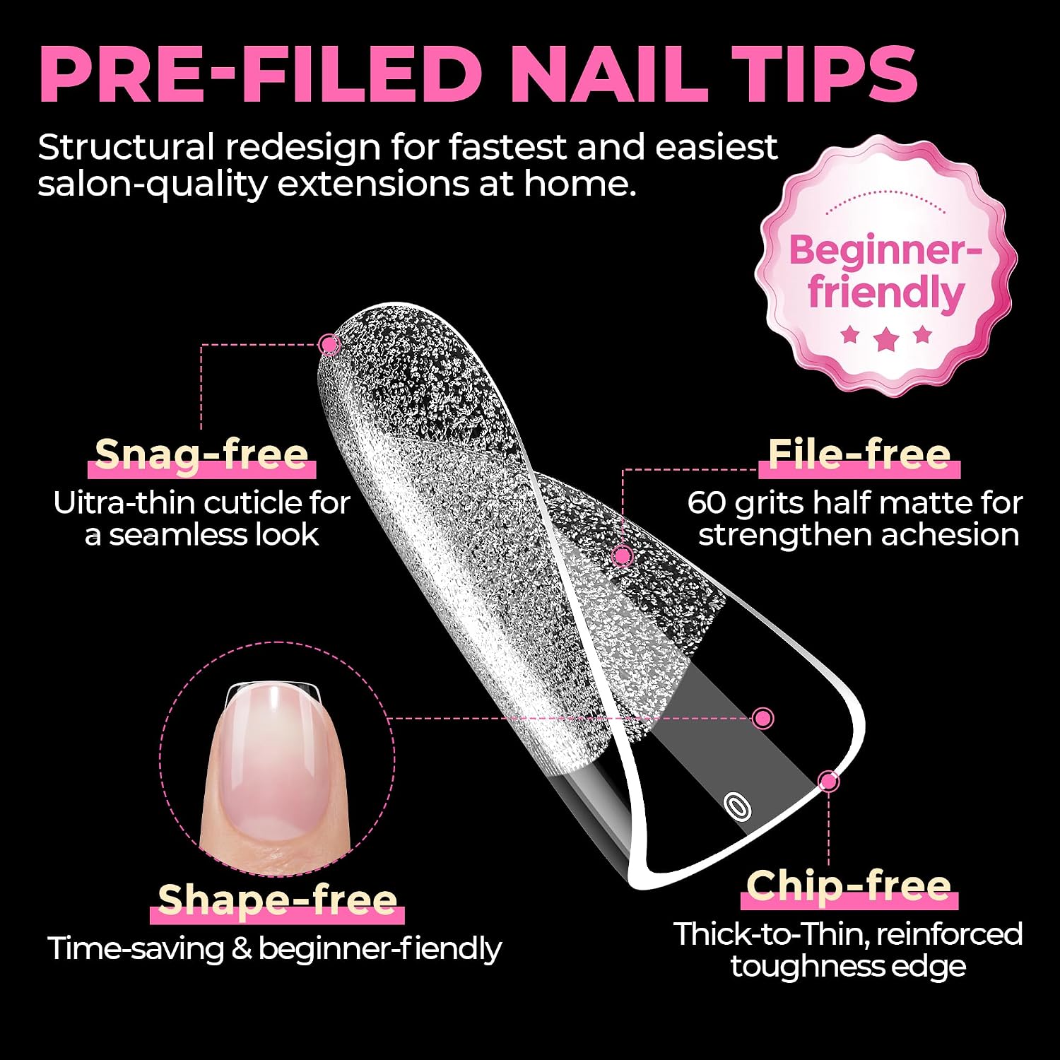 UNA GELLA Short Square Nail Tips Squoval 504PCS Pre Etched Soft Gel image 4