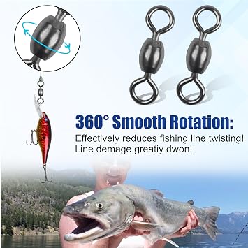 Fishing Barrel Swivel 100pcs Swivels Fishing Tackle Fishing Crane Swivels Stainless Steel High Strength Barrel with Solid Ring Fishing Line Connector for Saltwater Freshwater 30LB-96LB