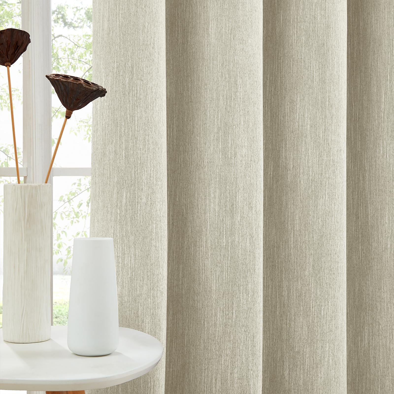 Melodieux 1 Panneau Rideau Occultant Thermique Isolant pour Chambre Salon Rideau Dressing pour Pergola, Beige 168x137cm