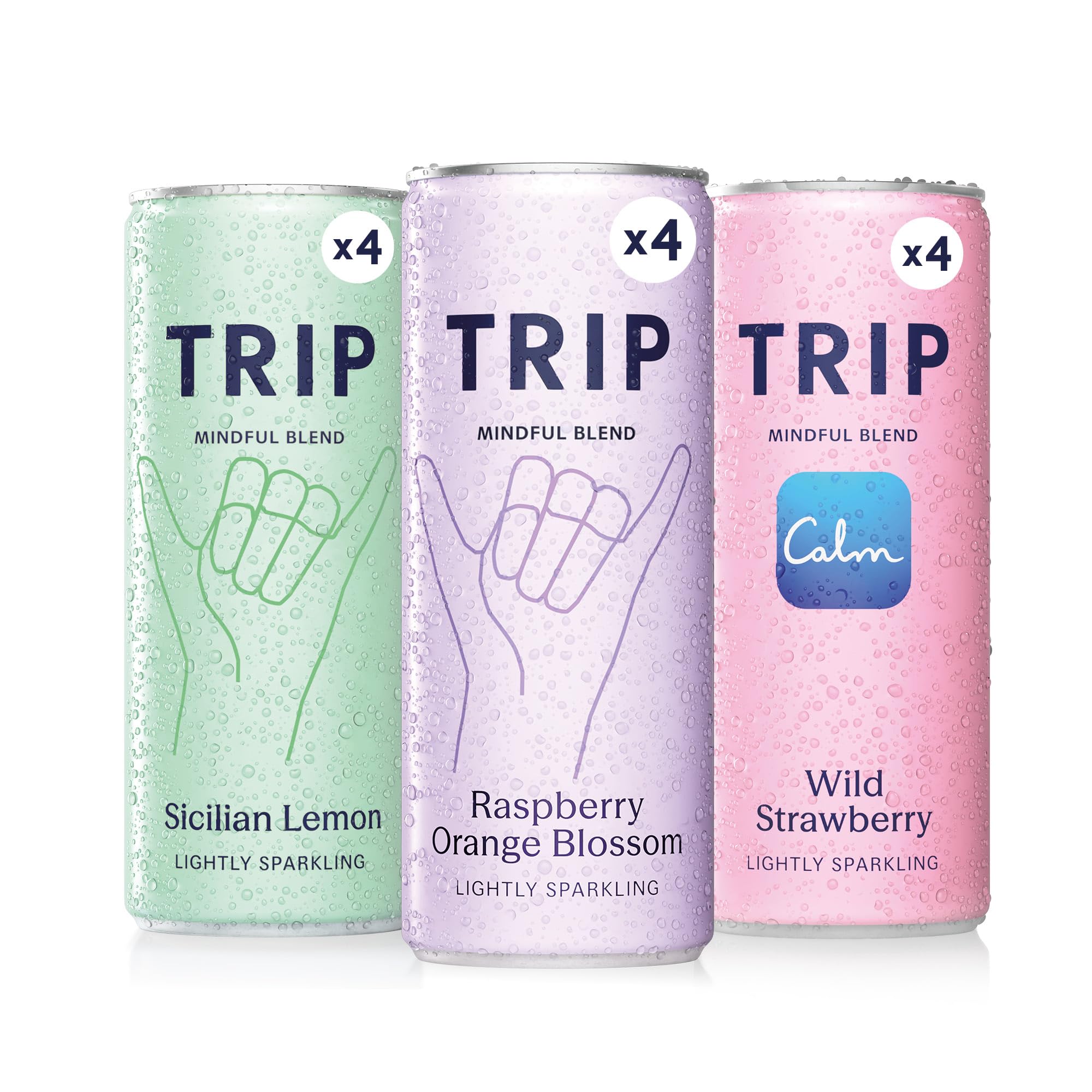 TRIP Citrus Berry Mixed Pack Sparkling Drink with 120MG calming Magnesium Citrate + Lion’s Mane + Chamomile + Lemon Balm. Low Calorie, No Added Sugar and Vegan (Pack of 12 x 250ml)