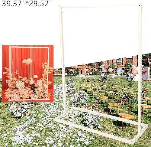 Miniatura 6 de Fetcoi Arco de globos de arco de boda blanco, accesorios de fotografía de hierro cuadrado para decoración de boda, soporte de arco de jardín, arcos