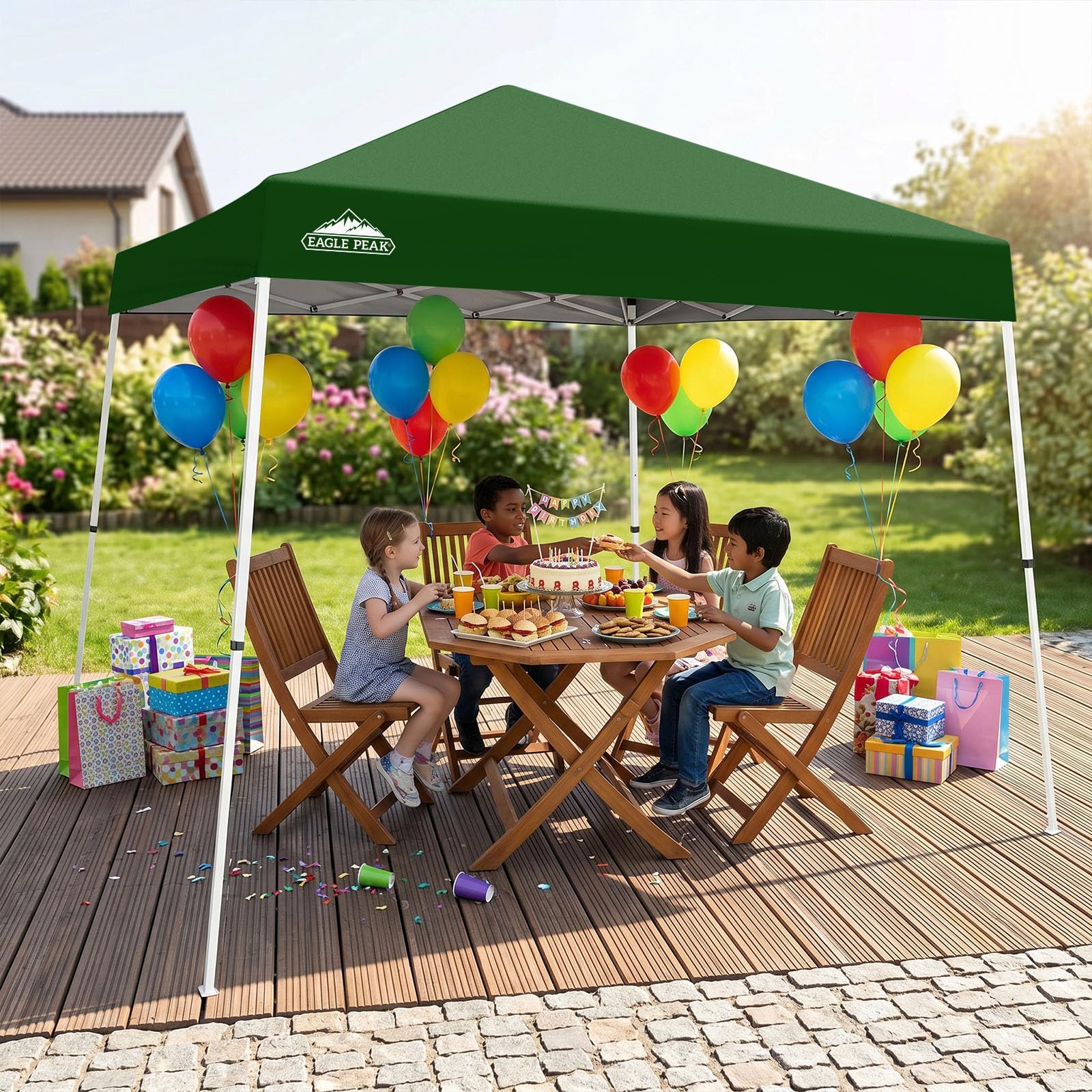 EAGLE PEAK Przenośny Namiot Pop-up 3x3/2.4x2.4 m Zielony - Ukośne nogi, Montaż dla 1 osoby, Na plażę i sport